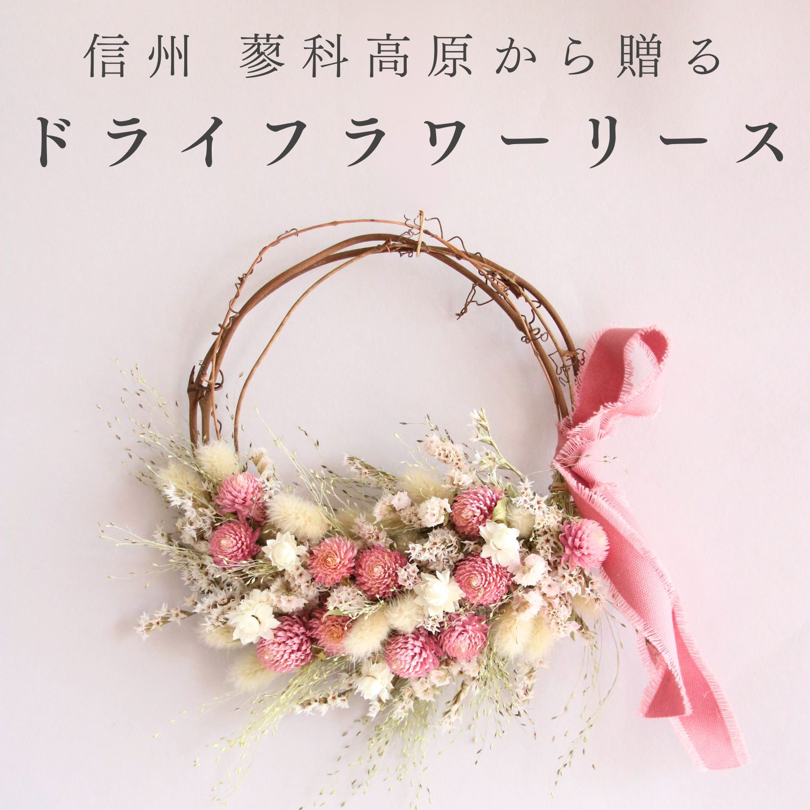 【産地直送】ナチュラルリースSハーフ ピンク